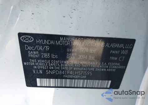 2020 Hyundai Elantra Sel from USA, damaged, VIN 5NPD84LF4LH571595